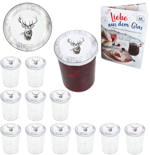 MamboCat 12er Set Sturzglas 435 ml mit Twist-Off-Deckel Alois Hirsch I Einmachgläser + to 82 Deckel + GRATIS Heft I Vorratsgläser einkochen & konservieren