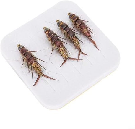 5 Stück Fliegenfischhaken Nymphe Stonefly Köder Fliegenköder Stonefly Nymphe Fliegen Fliegenfischen Fliegen-Set Fliegensortiment für Forellen Barsch Äsche