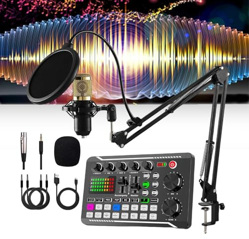 Generic F998 Live Sound Card Audio Mixer with DJ Mixer Effects & Voice Changer, 16 Effects, Bluetooth, 3 Channels, Suspension Set