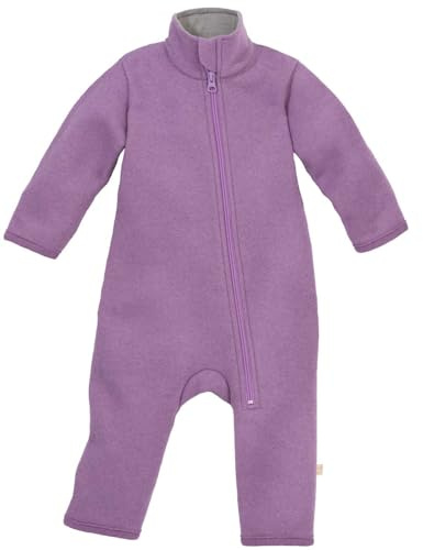 Disana WALK-ANZUG Kinder-Overall Wollwalk Reißverschluss | 100% Bio-Merinowolle | Frühjahr Sommer Herbst | Kinnschutz | Baby Kleinkind Unisex | Made in Germany | GOTS IVN Best | Flieder Gr. 50-56