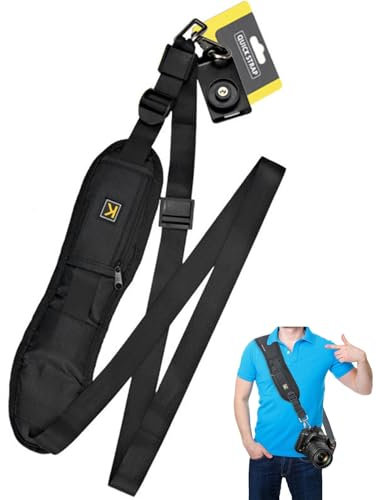 FDCGAS Kameragurt,kamera schultergurt,kamera gurt,schnellverschluß Neopren Schwarz Kamera Tragegurt Verstellbarer Schultergurt Gurt Camera Strap für Canon Nikon Sony Fujifilm Olympus