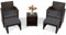KOMFOTTEU Rattan Gartenmöbel 5er Set, Balkonmöbel Set mit 1 Rattantisch & 2 Stühle & 2 Fußstützen, Sitzgruppe für 2 Personen, Rattanmöbel & Gartengarnitur für Balkon, Terrasse und Garten (Grau)