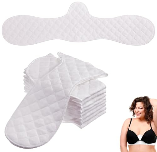 10 Piezas Forros de Sujetador de Algodón, Sujetador de Algodón Reutilizables, Almohadillas Absorbentes de Sudor, Forros de Sudor Debajo de Senos Pecho, Lavable, Reutilizable, de Algodón