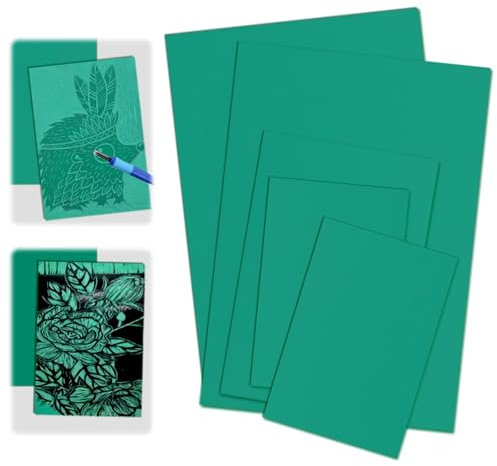 Lino Sheets 5 Pcs Soft Rubber Lino Printing Plates Block Sheets for Engraving, Easy-Carve Surface Linocut Set for Rubber Stamps Double Sided, Crafts and Printing Projects (2A4+A5+2A6)