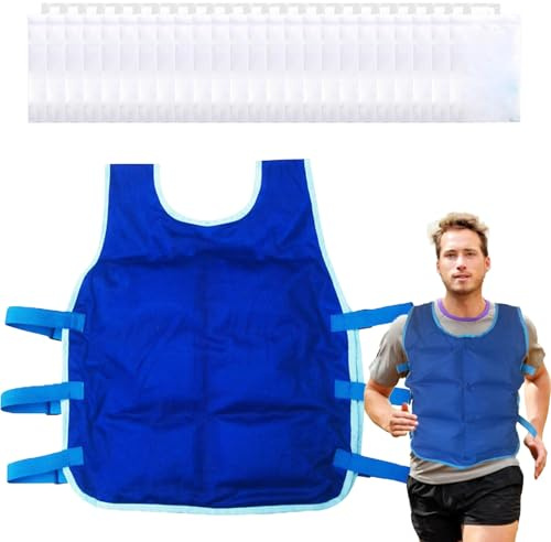 Gilet Refrigerante Shpuuyy per Uomo e Donna, Gilet Freddo Leggero, Assorbe il Sudore, Gilet Rinfrescante per Esterni, Escursionismo, Equitazione, Pesca, Riutilizzabile, Blu, L