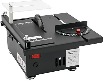 HUSPOO Mini scie circulaire de table compacte 200 W | 10 000 tr/min & 33 mm de profondeur de coupe | Pour bois, acrylique et plastique | Vitesse 7 niveaux + capot de protection