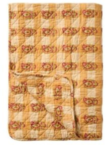 IB Laursen Quilt m/orangem, rotem und grünem Blockmuster B: 130 L: 180