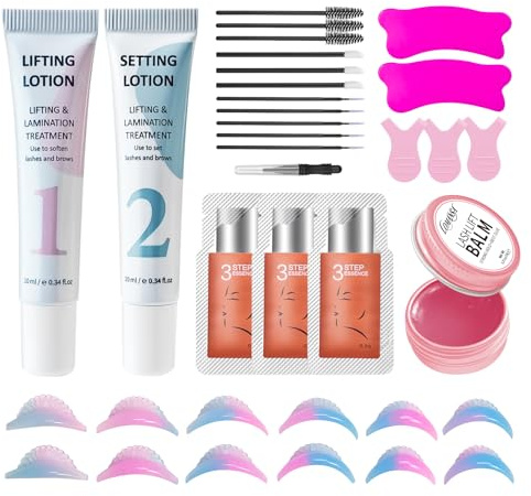 Lomansa Wimpernlifting Set, Lash Lifting Set, Augenbrauen Lifting, Pflegender Wimpernlift Balsam mit Wimpernlifting Pads in 6 Größen, leicht zu Drückende Tube, Hält bis zu 6 Wochen