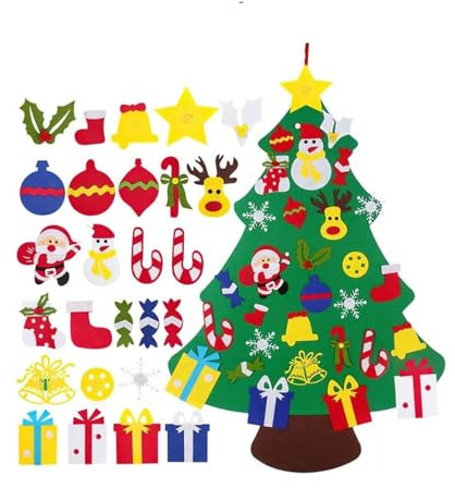 Albero di Natale Appeso,Feltros Albero Natale,DIY Alberos Natale Feltro,Alberos Natale Feltros per Bambini,Albero di Natales in Feltro per Bambini