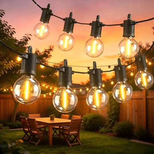 45M LED Lichterkette Außen, IP65 Outdoor Strom Lichterketten mit 73 G40 Glühbirnen, Warmweißes 2700K, Innen/Außen Lichterketten für Garten, Terrasse, Hochzeiten, Partys Lights Gartenbeleuchtung