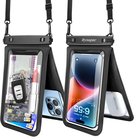 Rynapac IPX8 Waterproof Phone Pouch Up to 8-2 Pack Double Space Dry Bag