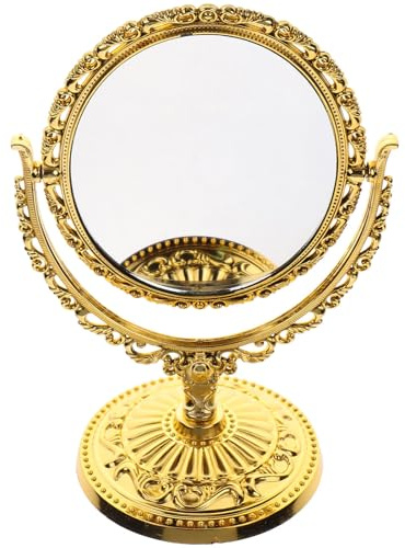 Miroir de Maquillage de Coiffeuse Vintage Or, Ovale, Style Européen | Miroir Esthétique, Miroir sur Pied Maquillage Anciens, Miroir Ovale Maquillage