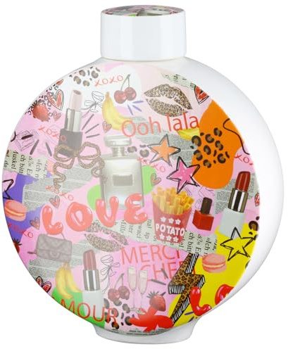 GILDE Deckelvase OOH LALA -Keramik - Popart Motiv - Rund - Mehrfarbig - Höhe 35cm x Breite 29cm - Dekovase
