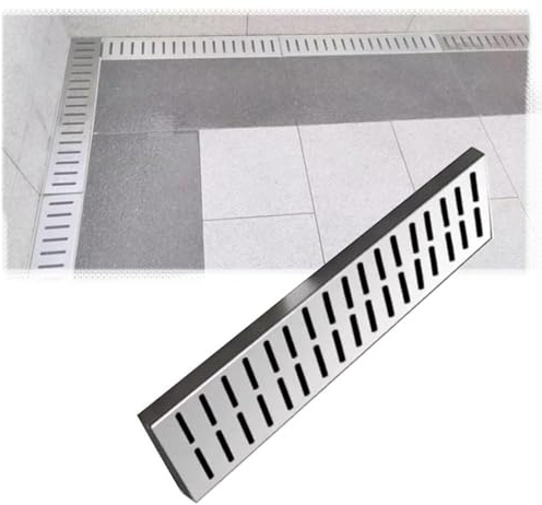 JuanNest Canaletta Scolo Acqua Piovana Canale di Scarico in Acciaio Inossidabile,Filtri Lineari per Grondaie,Terrazza da Giardino,Fattoria,Drenaggio Trincea con Griglia Rimovibile 100x12CM(39x4.7)