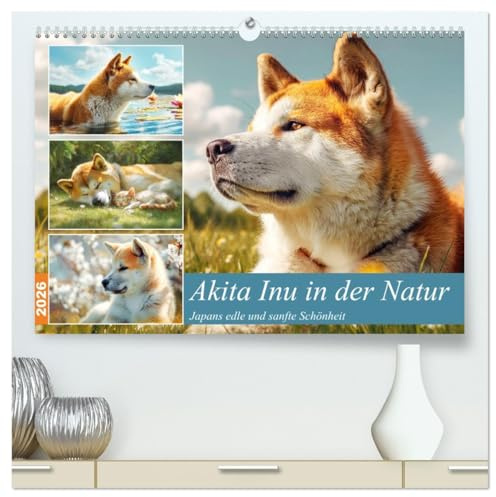 Akita Inu in der Natur. Japans edle und sanfte Schönheit (hochwertiger Premium Wandkalender 2026 DIN A2 quer), Kunstdruck in Hochglanz: Der Akita Inu ... Ruhe, Kraft und Schönheit (CALVENDO Tiere)