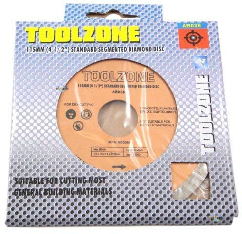 Toolzone 115mm (4-1/2) Segmented Diamond Cutting Angle Grinder Disc