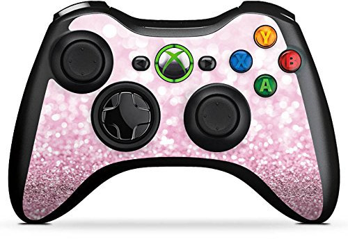 DeinDesign Skin kompatibel mit Microsoft Xbox 360 Controller Folie Sticker pink Glitzer Look Glanz