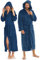 aqua-textil Malibu Accappatoio con Cappuccio A Tinta Unita Lungo Tasche Applicate Donna Uomo Unisex Microfibra Pile di Corallo XXXL Azzuro