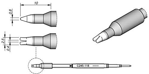 JBC Lötspitze Serie C245 Sondertypen, C245118/0,4 mm, zum Kabel verlöten C245118 (2045 2245 Loetkartusche Loetpatrone Loetspitze Lötkartusche Lötpatrone Wave)