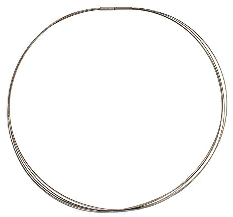 Damen-Halskette Stahlreif Halsreif für Anhänger oder Charms vierreihig siebenreihig zehnreihig mit Bajonett Verschluss aus Edelstahl, Länge (wählbar) 38 – 50 cm (Edelstahl 7-reihig, 45)