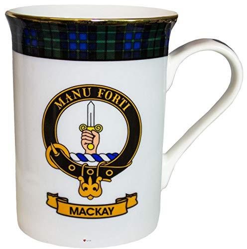 I LUV LTD China Coffee Mug MacKay Clan Crest Gold Rim Scottish Made