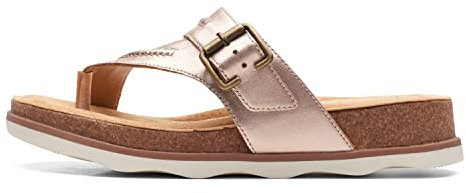 Clarks Women's Brynn Madi Flat Sandal, Rose Gold Leather, 5 UK