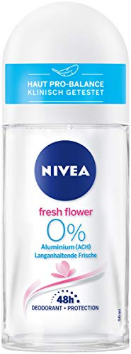 NIVEA Fresh Flower Deo Roll On (50 ml), Deo ohne Aluminium (ACH) mit frischem Blumenduft, Deodorant mit 48h Schutz pflegt die Haut