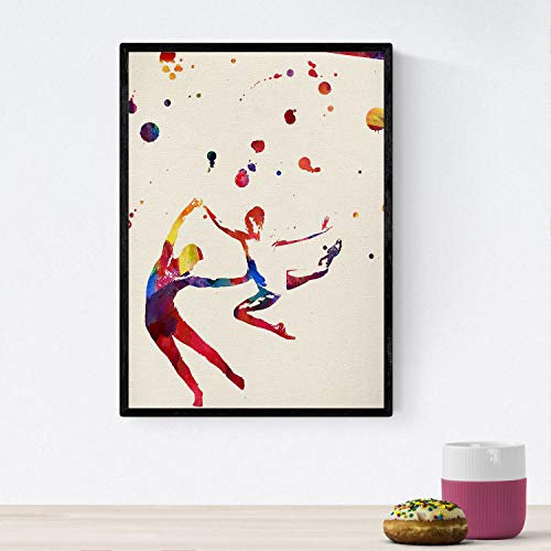 Nacnic-Paar-Poster tanzen mit Aquarelldesign. Mischung aus Aquarellstilblättern für die Innendekoration. A4-Größe mit Rahmen
