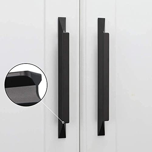 LONTAN 10 Pack Black Kitchen Door Handles 192mm Kitchen Cabinet Black Cupboard Handles for Aluminum Alloy Wardrobe Bathroom Shower Drawer Pulls