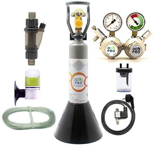 Doppelkammer CO2 Anlage OCOPRO DBL-500 Plus Aquarium mit Nachtabschaltung & VOLLE 500g Mehrwegflasche