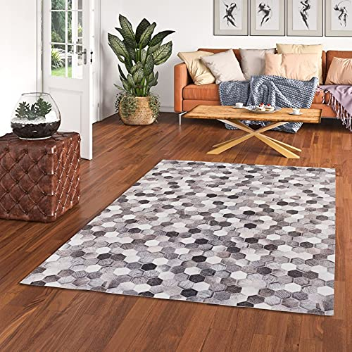 Pergamon Kunstfaser Patchwork Tierfell Beige Grau Pixel in 4 Größen