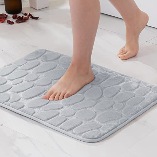 MIULEE Badematte Memoryschaum Badezimmerteppich rutschfeste Badteppich Wasserabsorbierend Badvorleger Schnelltrocknend Waschbar Duschvorleger für Badezimmer 50x80cm Hellgrau