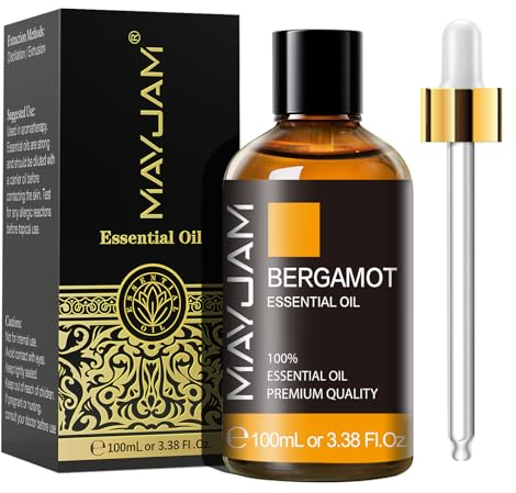 MAYJAM Bergamotte Ätherisches Öl 100ML, Bergamotteöl für Diffusor, Luftbefeuchter, DIY, Home，Wardrobes