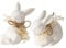RiloStore 2 STK Osterhase Weiss Porzellan b637 Hasen mit Schleife Shabby Chic Vintage 8cm Osterhasen Paar Häschen Hasenkinder