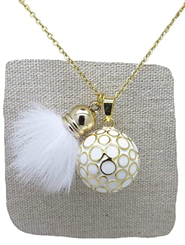 Bola de Grossesse Personnalisable Doré Or Fin et Pompon Blanc Cadeau Future Maman de Grossesse F de Bm créations