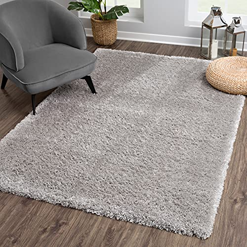 SANAT Porto Shaggy Wohnzimmer Teppich - Hochflor Zottel-Teppiche für Wohnzimmer, Schlafzimmer, Küche, Flure, Kinderzimmer - Leicht Zu Reinigen, Superweich, Modern Teppich Grau 200 x 290 cm