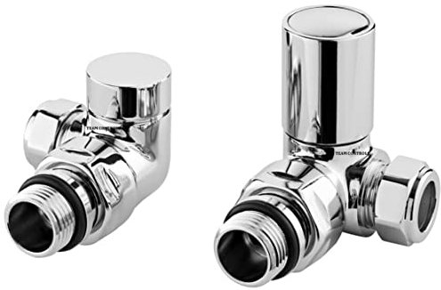 Chrome Corner Radiator Valves Towel Rail Valve Angled Pair Solid Brass 15mm TC-RVCC