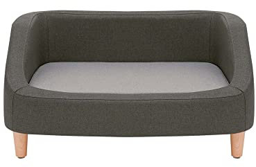 Teamson Pets Bennett Haustier-Sofa, Holz-Stil, waschbarer Bezug, Grau