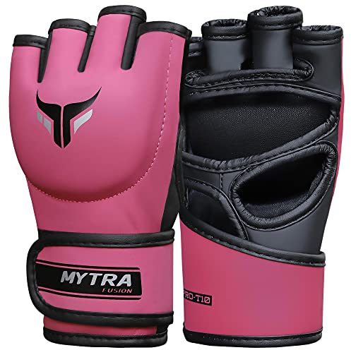 Mytra Fusion Guanti MMA guanti fit boxe donna per Kickboxing Muay Thai Training Cage Fighting e arti marziali miste MMA Guanti (S, Pink)