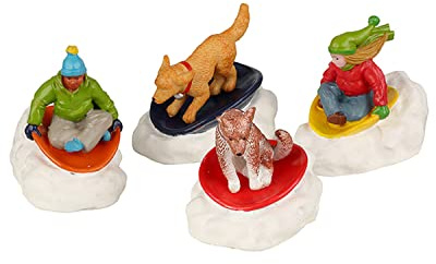 Lemax - Dog Snow Saucer Fun, Set of 4