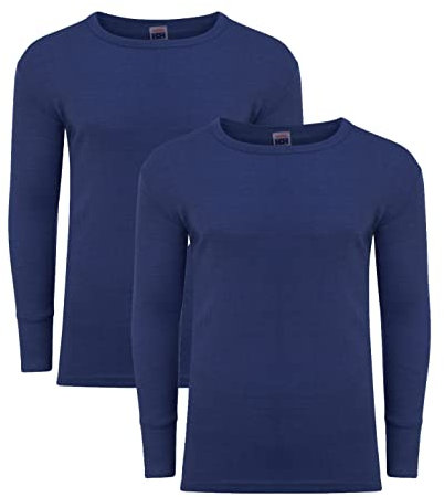 Heatwave® Pack of 2 Men's Thermal Long Sleeve Top, Warm Underwear Baselayer, S M L XL XXL Thermals, Small Navy