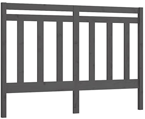vidaXL Bed Headboard Grey 141x4x100 cm Solid Wood Pine