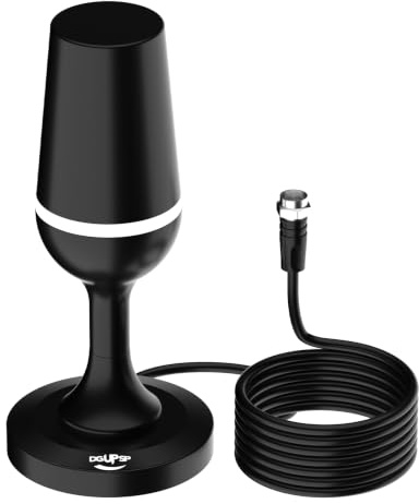 DVBT2 Antenne mit Verstärker, Zimmerantenne für Fernseher | DVB-T/DVB-T2 Empfang, 360° Rundumempfang, große Reichweite, starker Magnetfuß, für 4K/1080p und gängige TV-Geräte