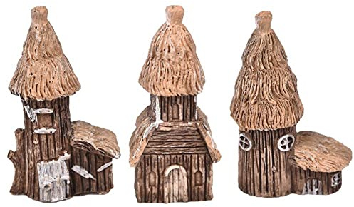 Fopytu Miniatur Bonsai 3pcs Miniaturfee Gartenhaus Mini Village Steinhäuser Miniaturgarten Ornamente