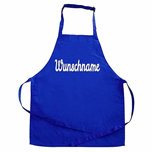 Elefantasie Personalisierte Schürze mit Name, Kochschürze für Backen, Kochen, Malen, Geschenkidee für Kinder und Erwachsene 11-99 Jahre blau