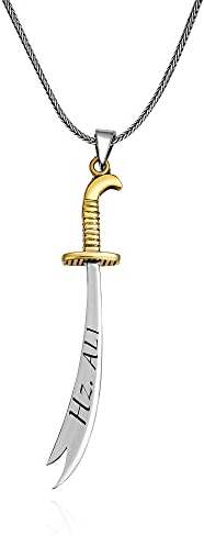 TAKILINGO Massives 925er Sterlingsilber Hz. Ali Zulfiqar Schwert doppelseitige Herren Halskette Schmuck Geschenk für Männer (65)