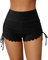Short de Bain Femme Bas de Maillot de Bain Shorty Taille Haute Culotte Boxer à Cordon pour Plage Piscine Natation Sport (Noir, XL)