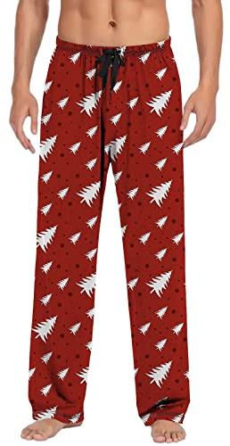Flannel Checked Lounge Pants with Pockets Men's Pyjama Bottoms Cotton Soft Sleep Pants Plaid Loungewear Men's Casual Trousers Checked Loungewear Casual Trousers with Side Pockets for Men