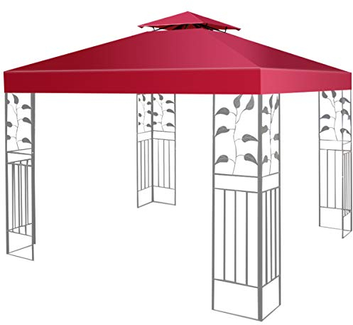 KOMFOTTEU 3 x 3 M Pavilliondach, Ersatzdach für Pavillion, Dachplane für Garten Balkon Strand, wasserdichtes Pavillionersatzdach, Doppeldach Ersatz (Weinrot)