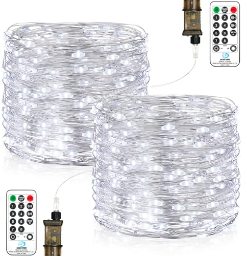 Stringa Luci LED, 15M 150LEDs Luci Fatate Impermeabile, 8 Modalità Lucine LED Decorative con Spina, Filo Luci LED per Natale, Halloween, Matrimonio, Feste, Decorazioni Interne Esterne Bianco Freddo